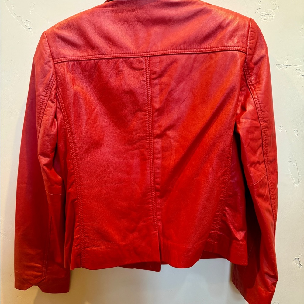Zadig & Voltaire Liam Cuir Red Leather Jacket - Picture 3 of 15